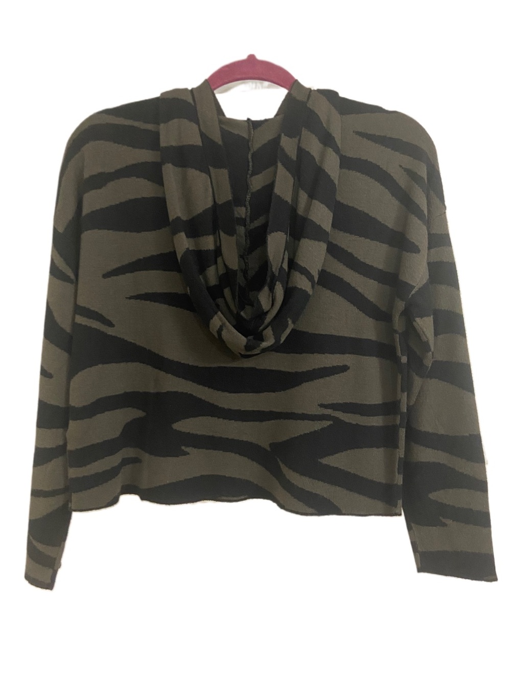 Anthropologie Women's
XS Kasia Knit Hoodie in Olive Green & Black Zebra Print - Picture 4 of 9